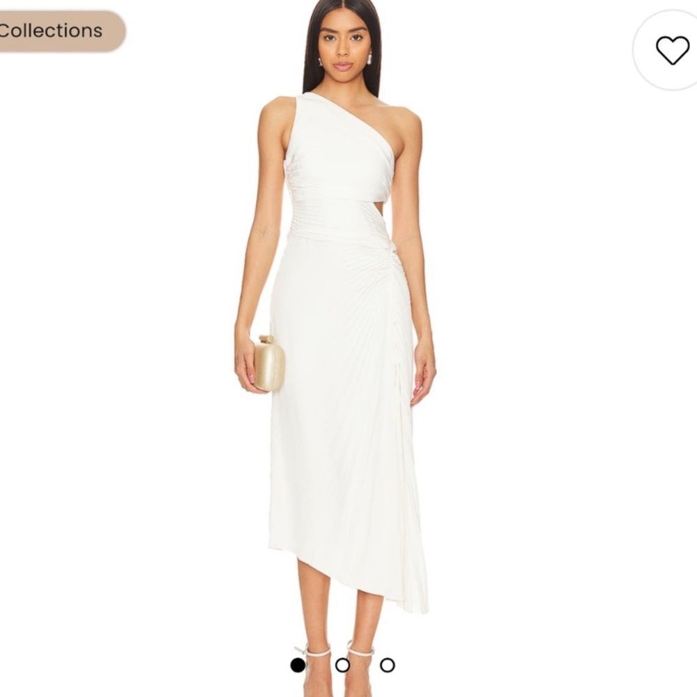 FLATTERING A.L.C. One-Shoulder White Asymmetrical Midi Dress -